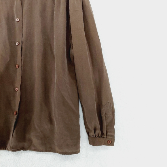 Spenser Jeremy 100% Silk Brown Button Blouse Tunic P2238 - Picture 4 of 7